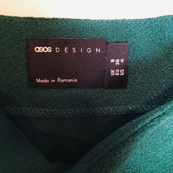 Asos Wiggle Midi Dress Womens 4 Forest Green Dolman Sleeve Front Slit V Cut Back - Picture 5 of 13